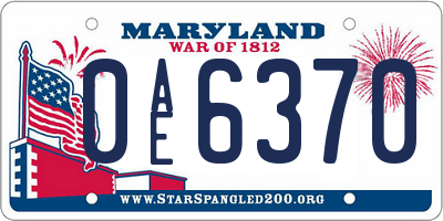 MD license plate 0AE6370