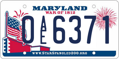 MD license plate 0AE6371