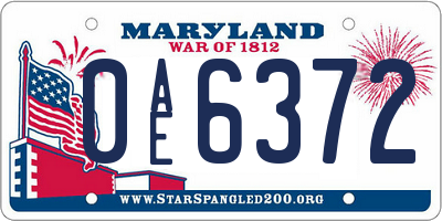 MD license plate 0AE6372