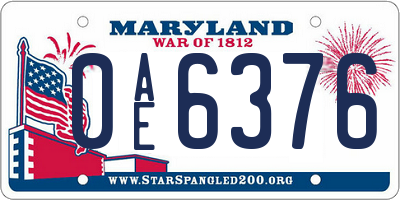 MD license plate 0AE6376