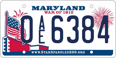 MD license plate 0AE6384