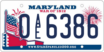 MD license plate 0AE6386