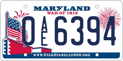 MD license plate 0AE6394
