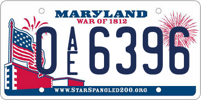 MD license plate 0AE6396