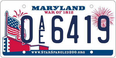 MD license plate 0AE6419