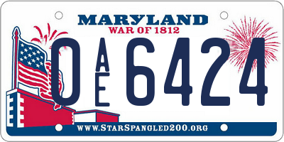 MD license plate 0AE6424