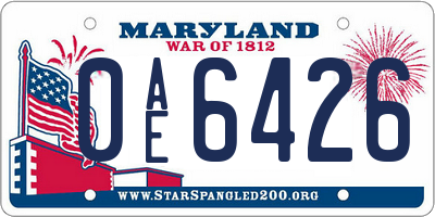 MD license plate 0AE6426
