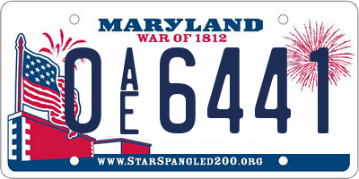 MD license plate 0AE6441