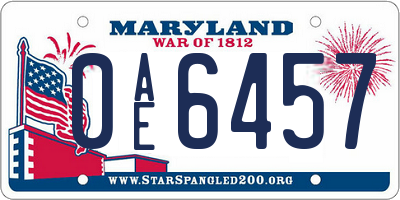 MD license plate 0AE6457