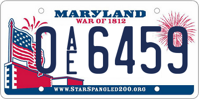 MD license plate 0AE6459