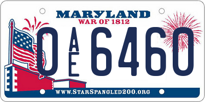MD license plate 0AE6460