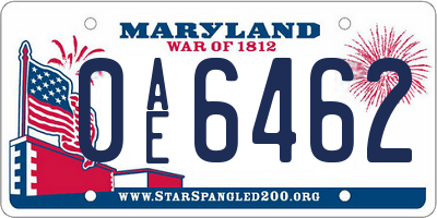 MD license plate 0AE6462