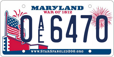 MD license plate 0AE6470