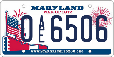 MD license plate 0AE6506