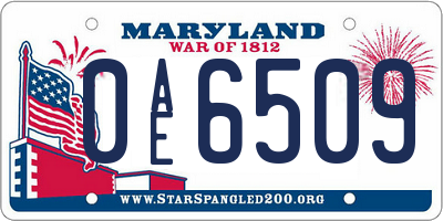 MD license plate 0AE6509