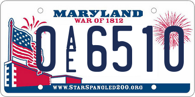 MD license plate 0AE6510