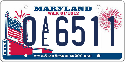 MD license plate 0AE6511