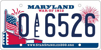 MD license plate 0AE6526