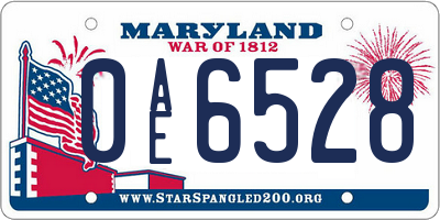 MD license plate 0AE6528