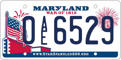 MD license plate 0AE6529