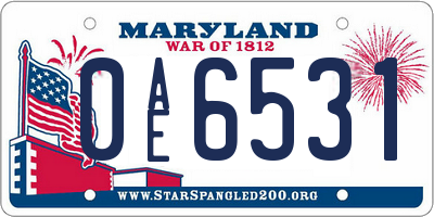 MD license plate 0AE6531