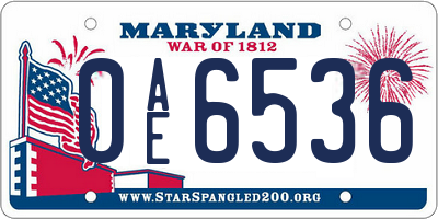MD license plate 0AE6536