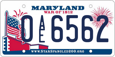 MD license plate 0AE6562