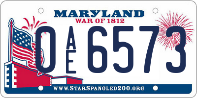 MD license plate 0AE6573