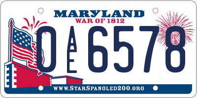 MD license plate 0AE6578
