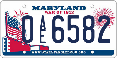 MD license plate 0AE6582