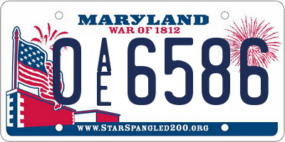 MD license plate 0AE6586