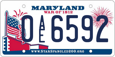 MD license plate 0AE6592