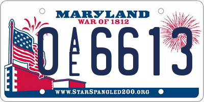 MD license plate 0AE6613