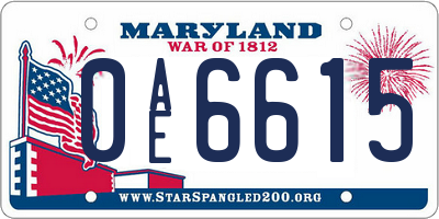 MD license plate 0AE6615