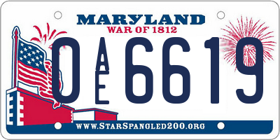 MD license plate 0AE6619