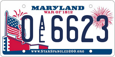 MD license plate 0AE6623