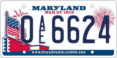 MD license plate 0AE6624
