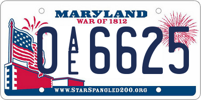 MD license plate 0AE6625