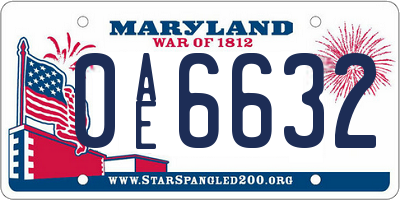 MD license plate 0AE6632