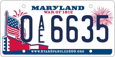 MD license plate 0AE6635