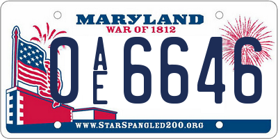 MD license plate 0AE6646