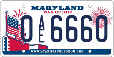 MD license plate 0AE6660