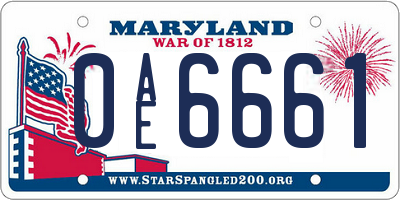 MD license plate 0AE6661