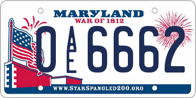 MD license plate 0AE6662