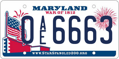 MD license plate 0AE6663