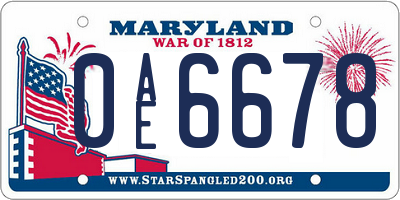 MD license plate 0AE6678