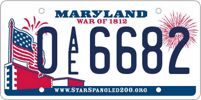 MD license plate 0AE6682