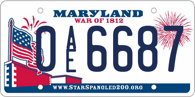 MD license plate 0AE6687