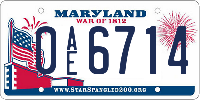 MD license plate 0AE6714