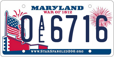 MD license plate 0AE6716